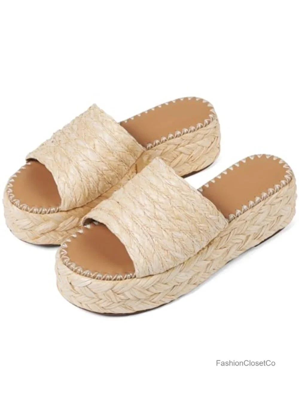 Wedge Sandals Espadrille Women Platform Sandals Slip On Raffia Slide Sandals